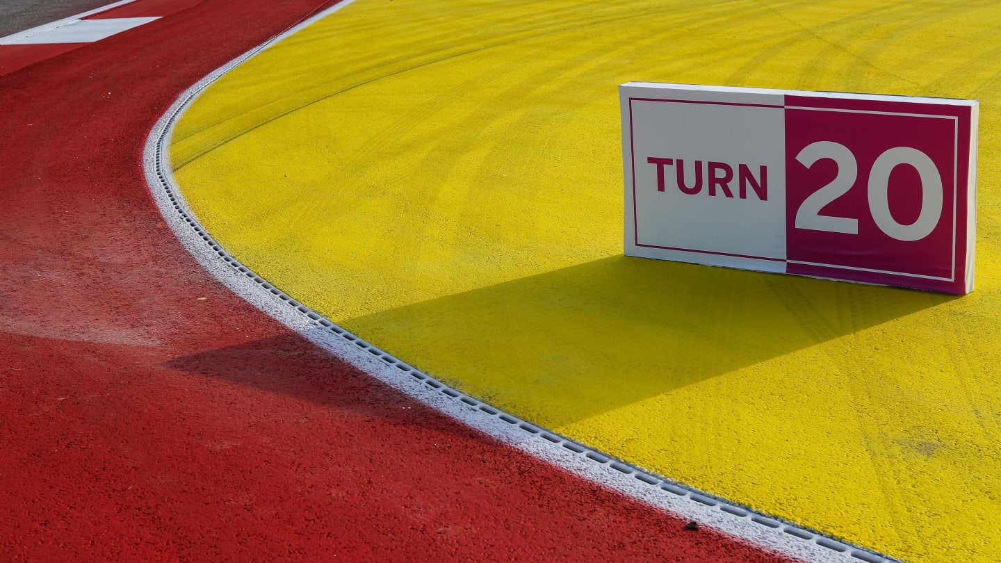 Turn 20 marker board at Formula One World Championship, Rd17, United States Grand Prix, Preparations, Circuit of the Americas, Austin, Texas, USA, Thursday 19 October 2017. © Kym Illman/Sutton Images