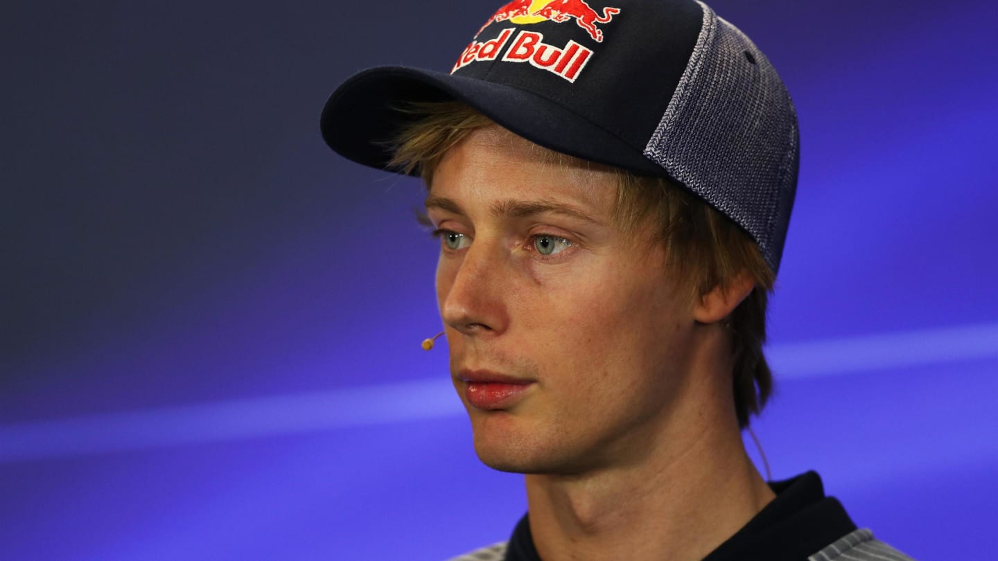 Brendon Hartley (NZL) Scuderia Toro Rosso in the Press Conference at Formula One World Championship, Rd17, United States Grand Prix, Preparations, Circuit of the Americas, Austin, Texas, USA, Thursday 19 October 2017. © Kym Illman/Sutton Images