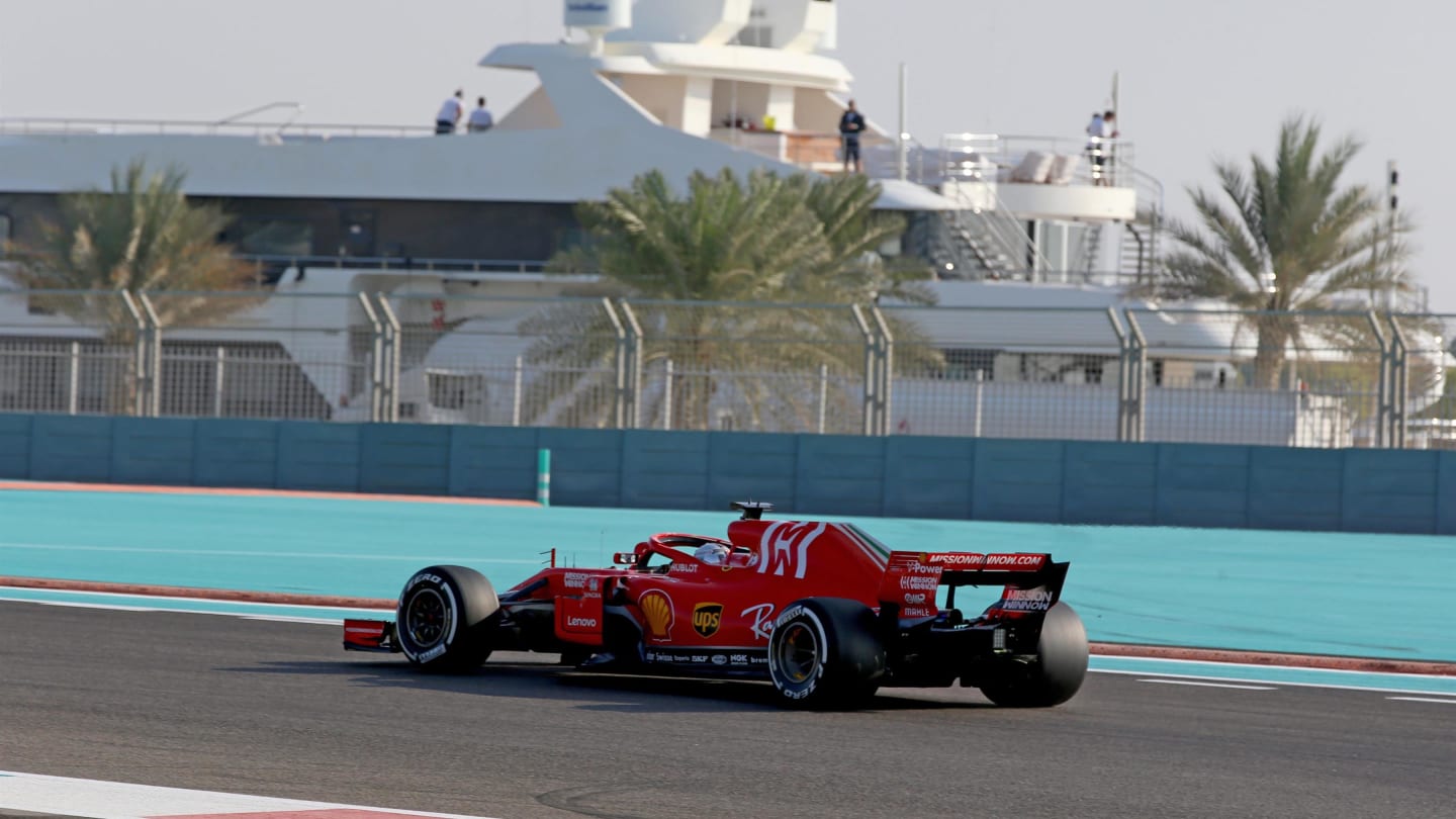 Sebastian Vettel, Ferrari SF71H at Formula One Testing, Day One, Yas Marina Circuit, Abu Dhabi, UAE, Tuesday 27 November 2018.