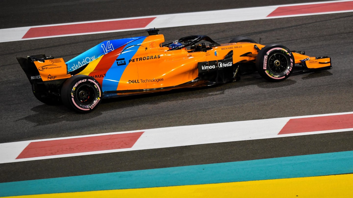 Fernando Alonso, McLaren MCL33 at Formula One World Championship, Rd21, Abu Dhabi Grand Prix, Practice, Yas Marina Circuit, Abu Dhabi, UAE, Friday 23 November 2018.