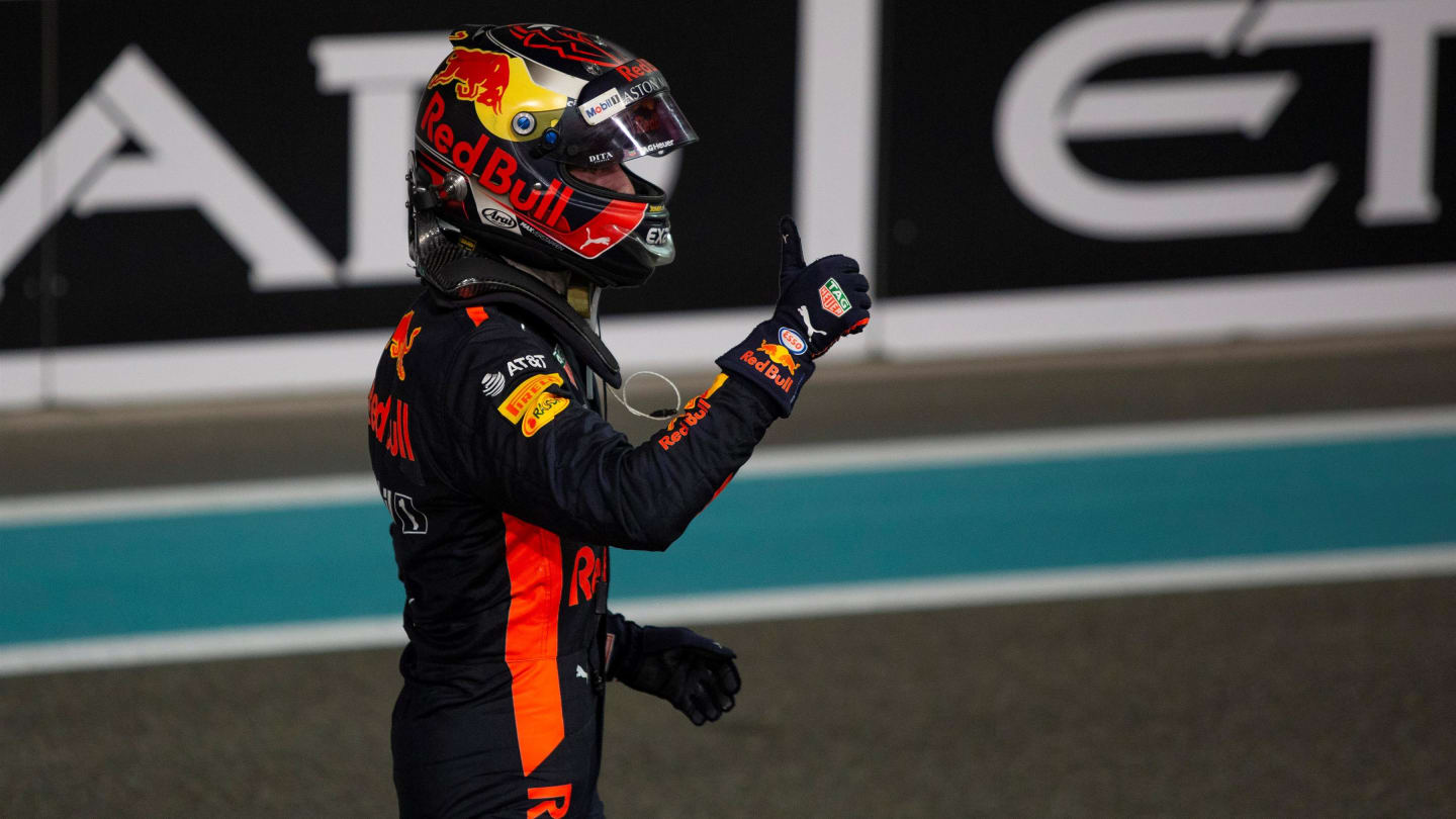 Max Verstappen, Red Bull Racing celebrates in Parc Ferme at Formula One World Championship, Rd21,