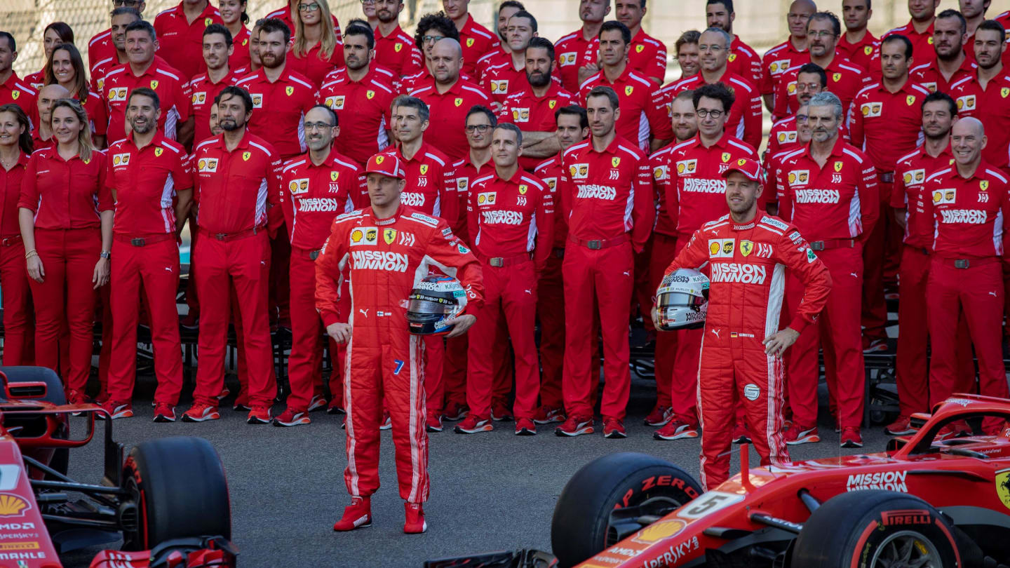Kimi Raikkonen, Ferrari and Sebastian Vettel, Ferrari at the Ferrari team photo at Formula One