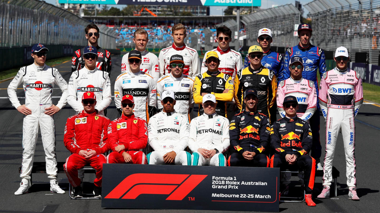Driver group photo at Formula One World Championship, Rd1, Australian Grand Prix, Race, Melbourne,