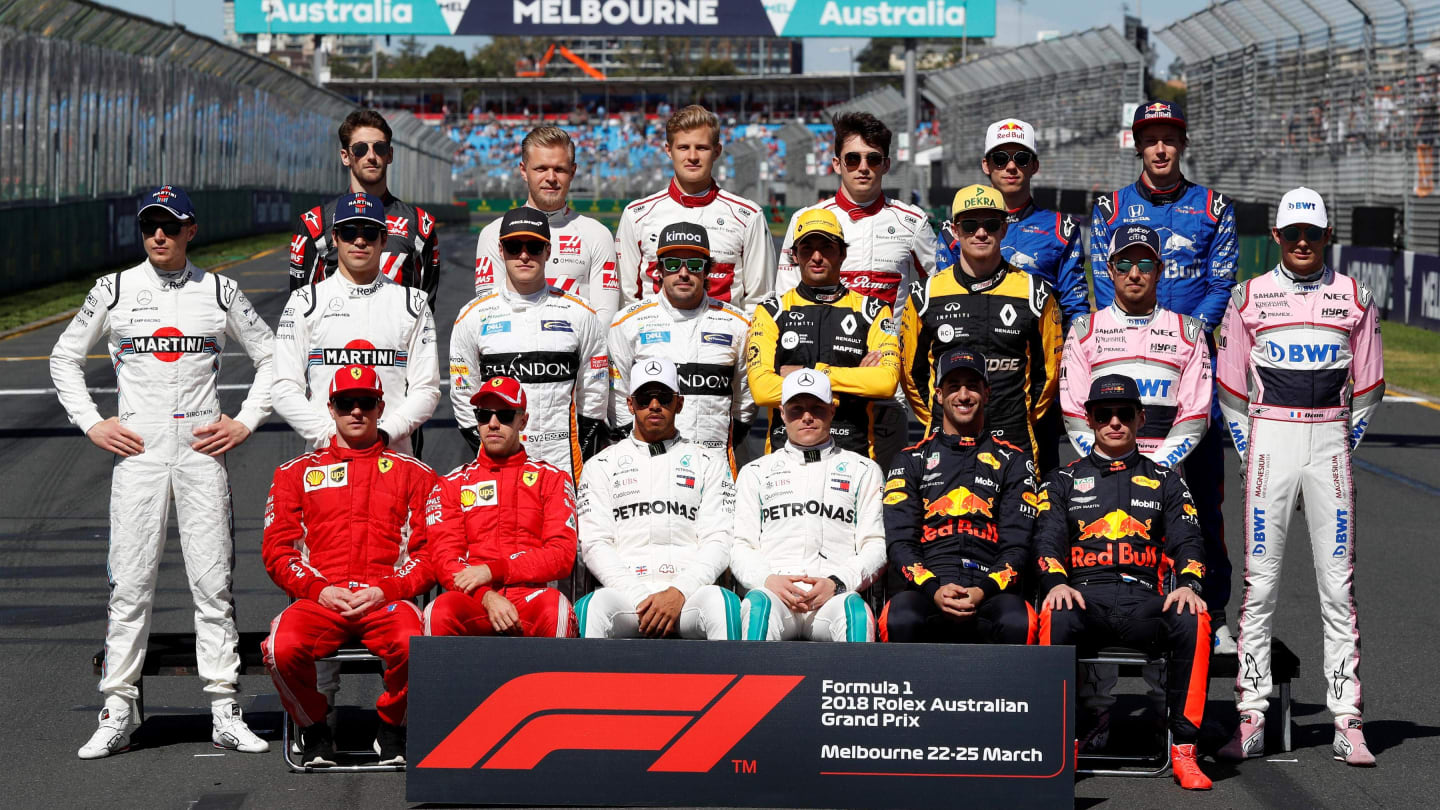 Driver group photo at Formula One World Championship, Rd1, Australian Grand Prix, Race, Melbourne, Australia, Sunday 25 March 2018. © Manuel Goria/Sutton Images