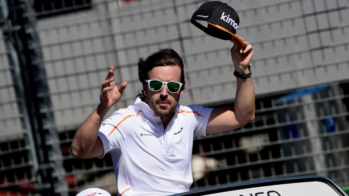 Fernando Alonso (ESP) McLaren on the drivers parade at Formula One World Championship, Rd1, Australian Grand Prix, Race, Melbourne, Australia, Sunday 25 March 2018. © Jerry Andre/Sutton Images