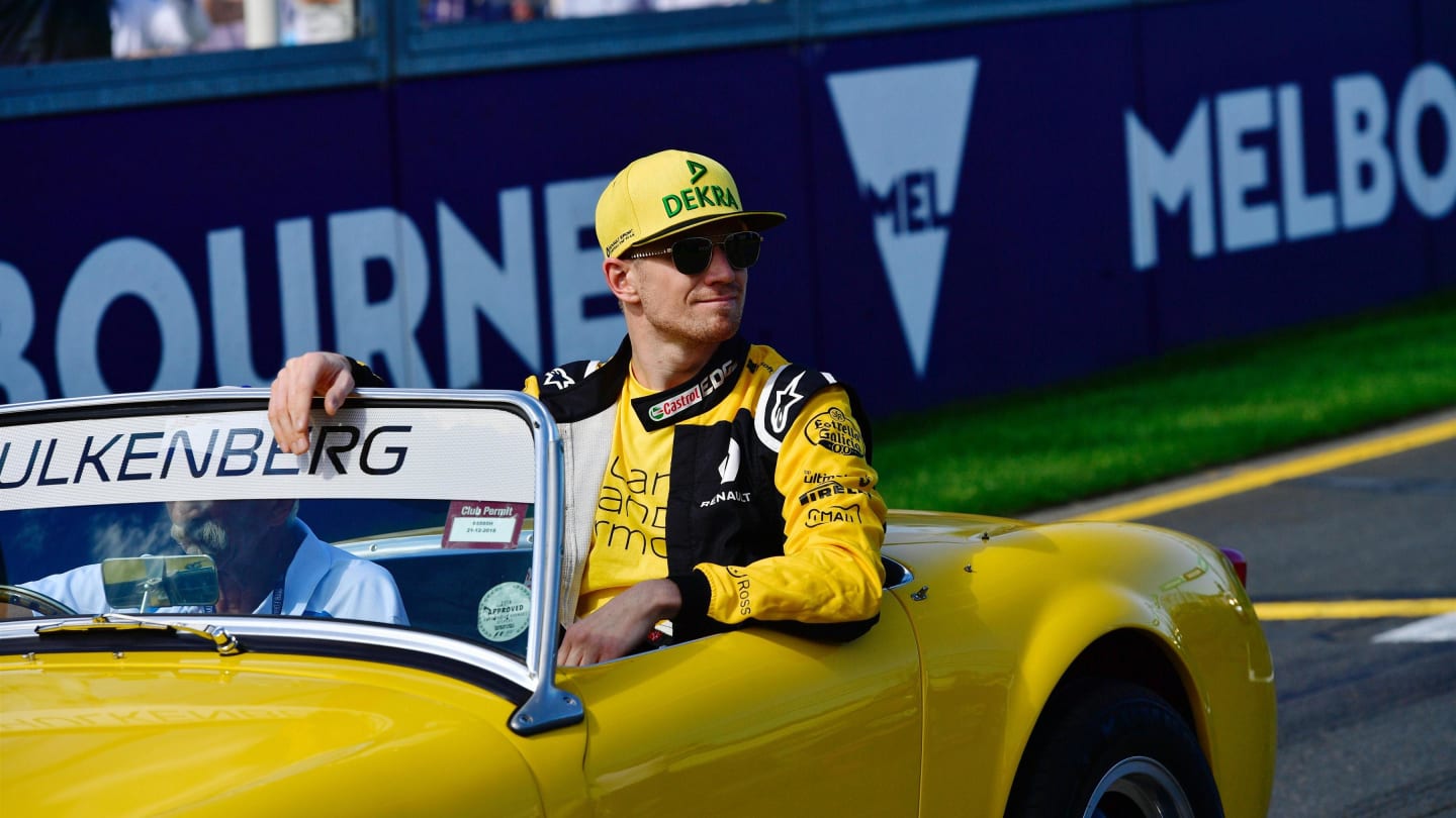 Nico Hulkenberg (GER) Renault Sport F1 Team on the drivers parade at Formula One World Championship, Rd1, Australian Grand Prix, Race, Melbourne, Australia, Sunday 25 March 2018. © Jerry Andre/Sutton Images