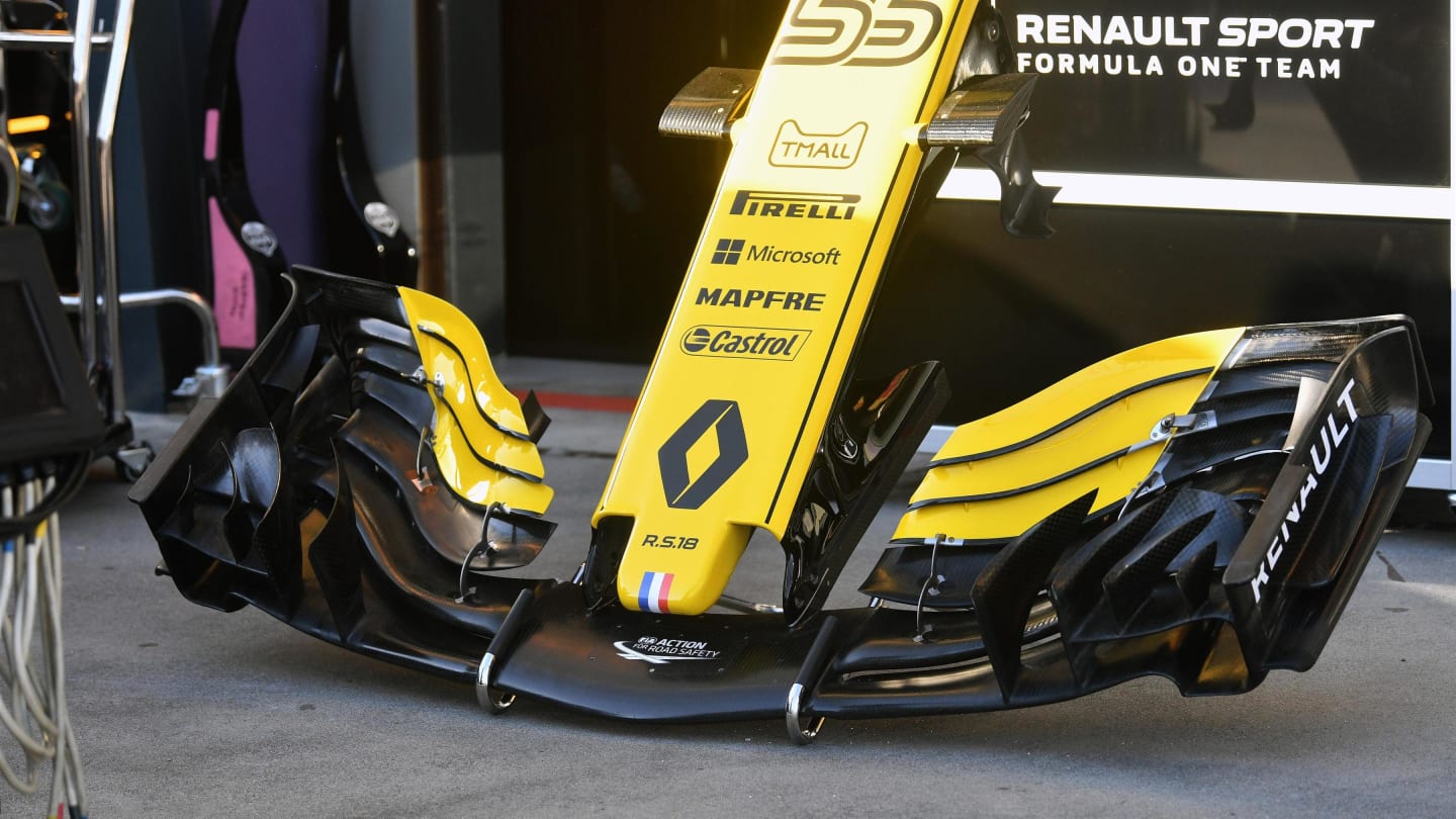 Renault Sport F1 Team RS18 nose and front wing at Formula One World Championship, Rd1, Australian Grand Prix, Preparations, Melbourne, Australia, Thursday 22 March 2018. © Mark Sutton/Sutton Images