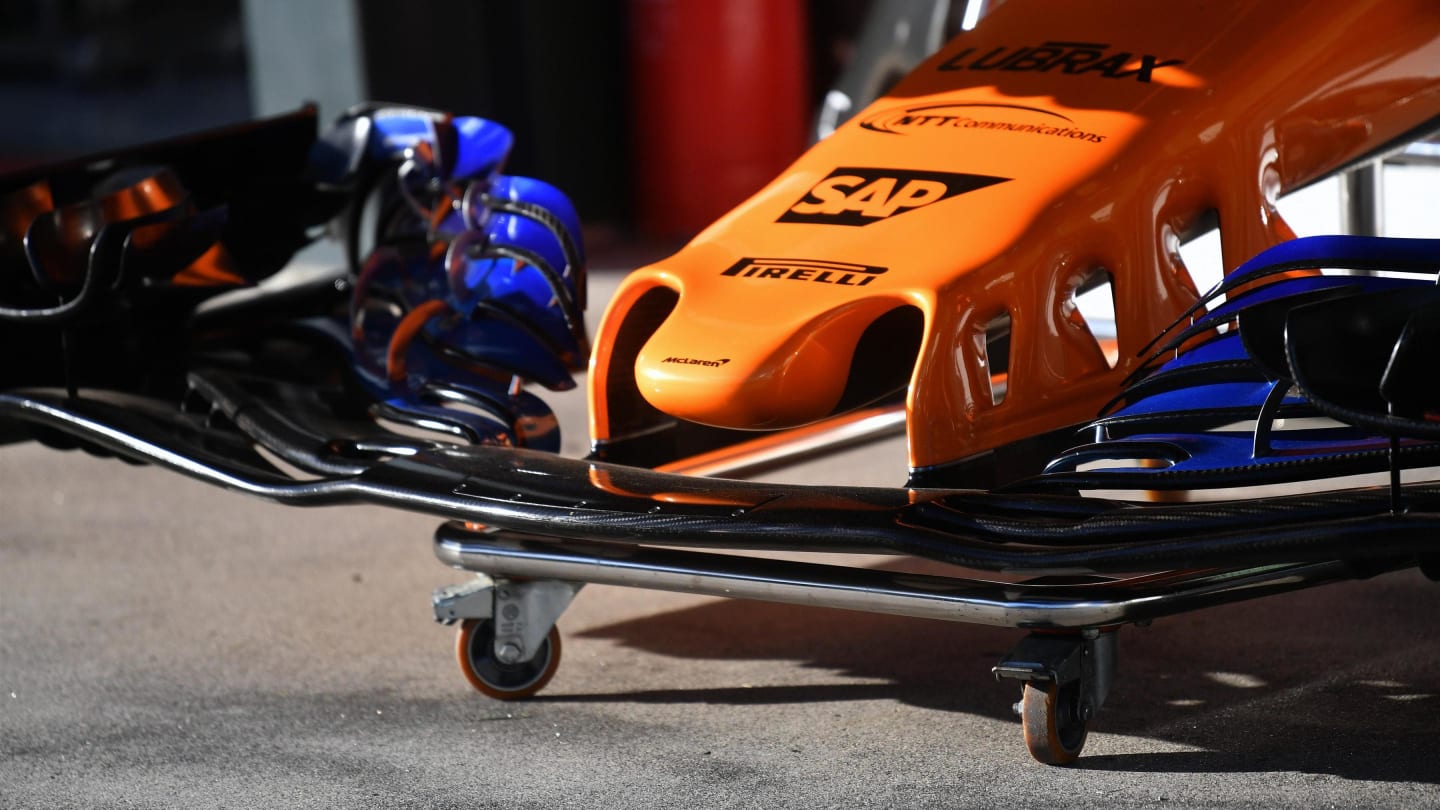 McLaren MCL33 nose detail at Formula One World Championship, Rd1, Australian Grand Prix, Preparations, Melbourne, Australia, Thursday 22 March 2018. © Mark Sutton/Sutton Images