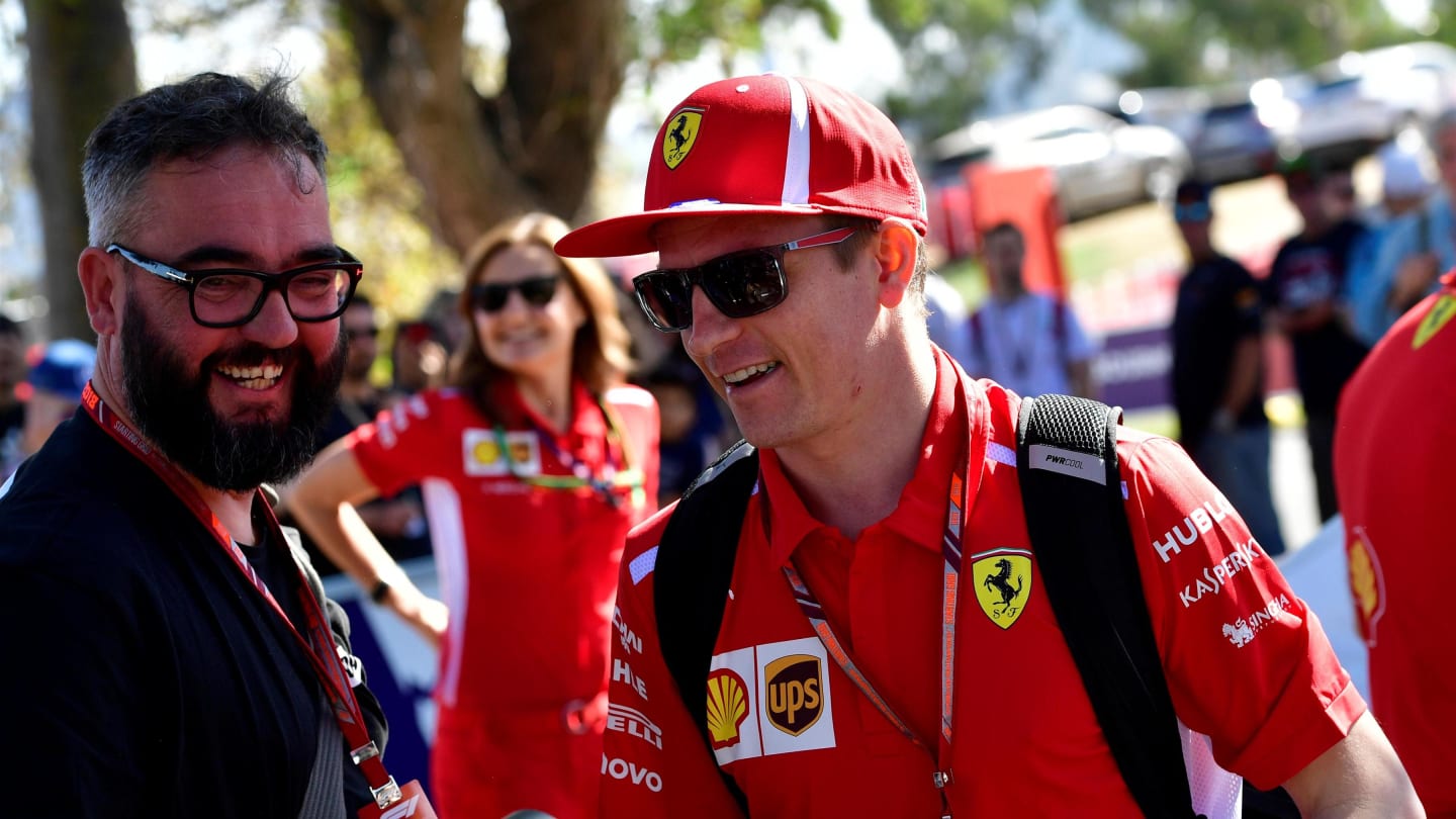 Kimi Raikkonen (FIN) Ferrari signs autographs for the fans at Formula One World Championship, Rd1, Australian Grand Prix, Preparations, Melbourne, Australia, Thursday 22 March 2018. © Jerry Andre/Sutton Images