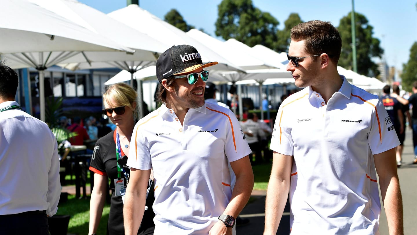 Fernando Alonso (ESP) McLaren and Stoffel Vandoorne (BEL) McLaren at Formula One World