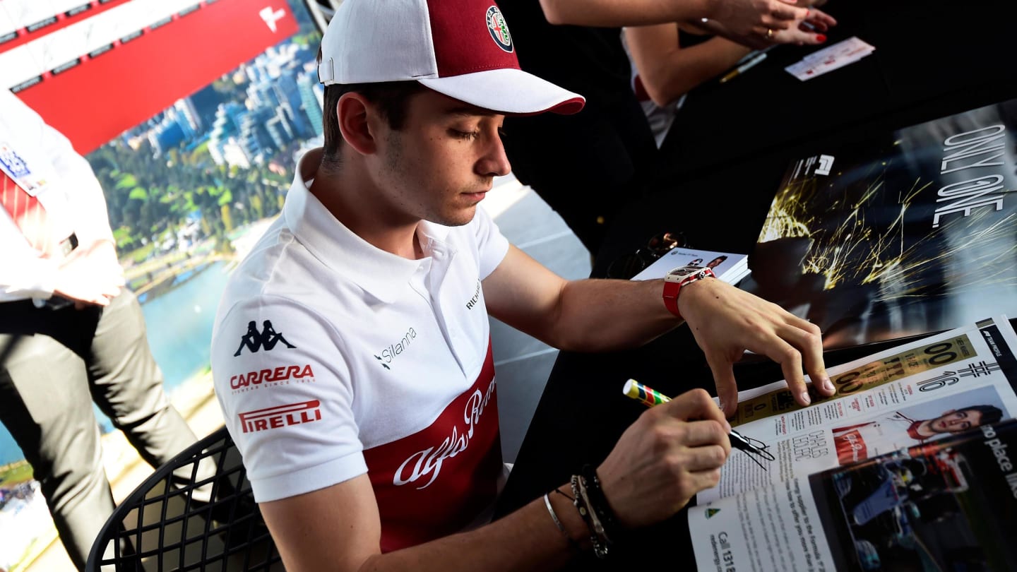 Charles Leclerc (MON) Alfa Romeo Sauber F1 Team at the autograph session at Formula One World Championship, Rd1, Australian Grand Prix, Preparations, Melbourne, Australia, Thursday 22 March 2018. © Jerry Andre/Sutton Images