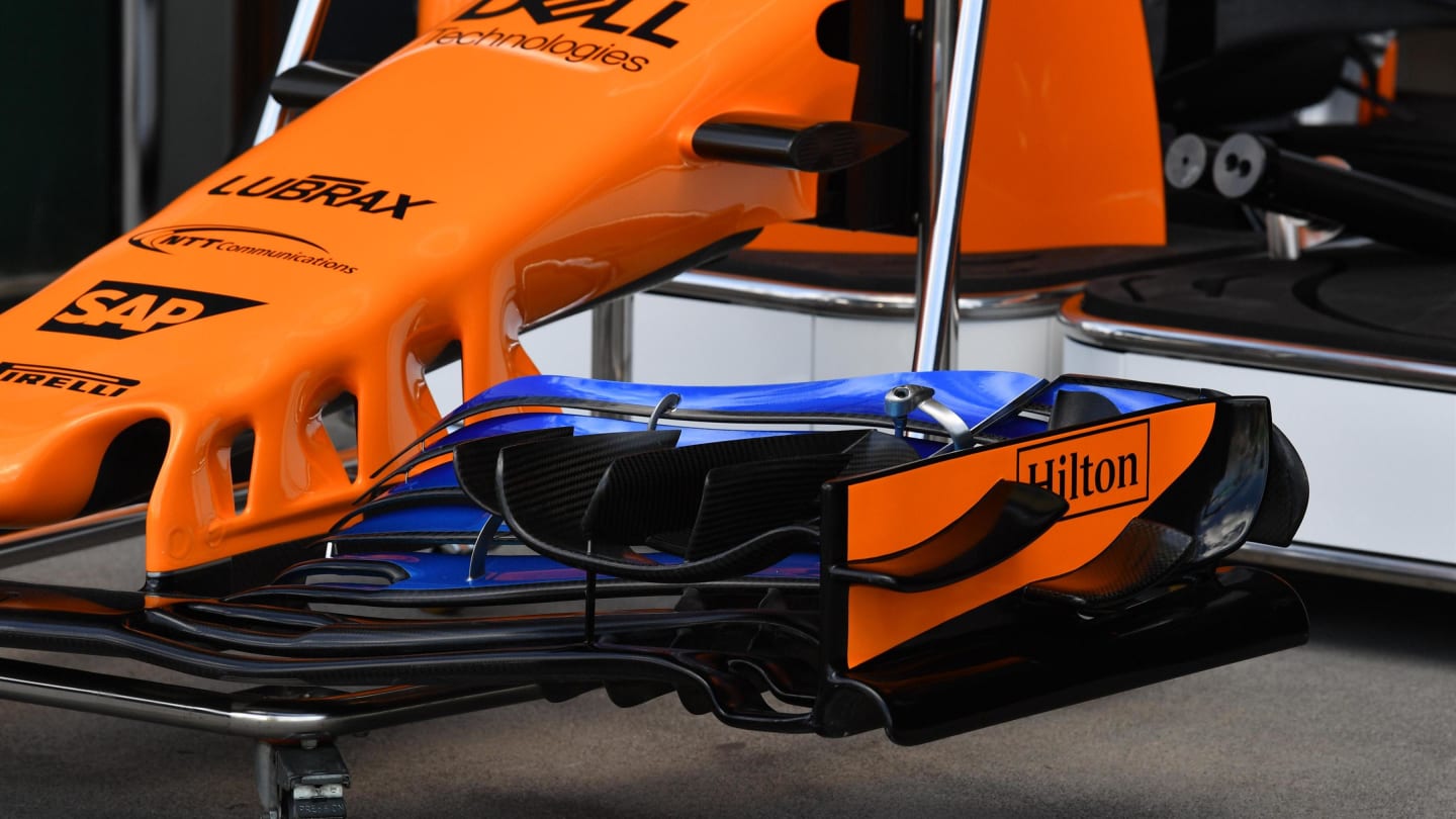 McLaren MCL33 front wing detail at Formula One World Championship, Rd1, Australian Grand Prix, Preparations, Melbourne, Australia, Wednesday 21 March 2018. © Mark Sutton/Sutton Images