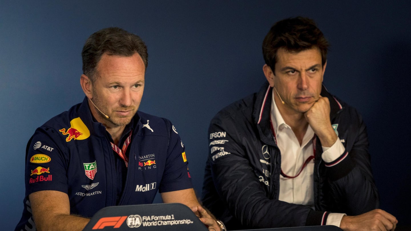 Christian Horner (GBR) Red Bull Racing Team Principal and Toto Wolff (AUT) Mercedes AMG F1 Director