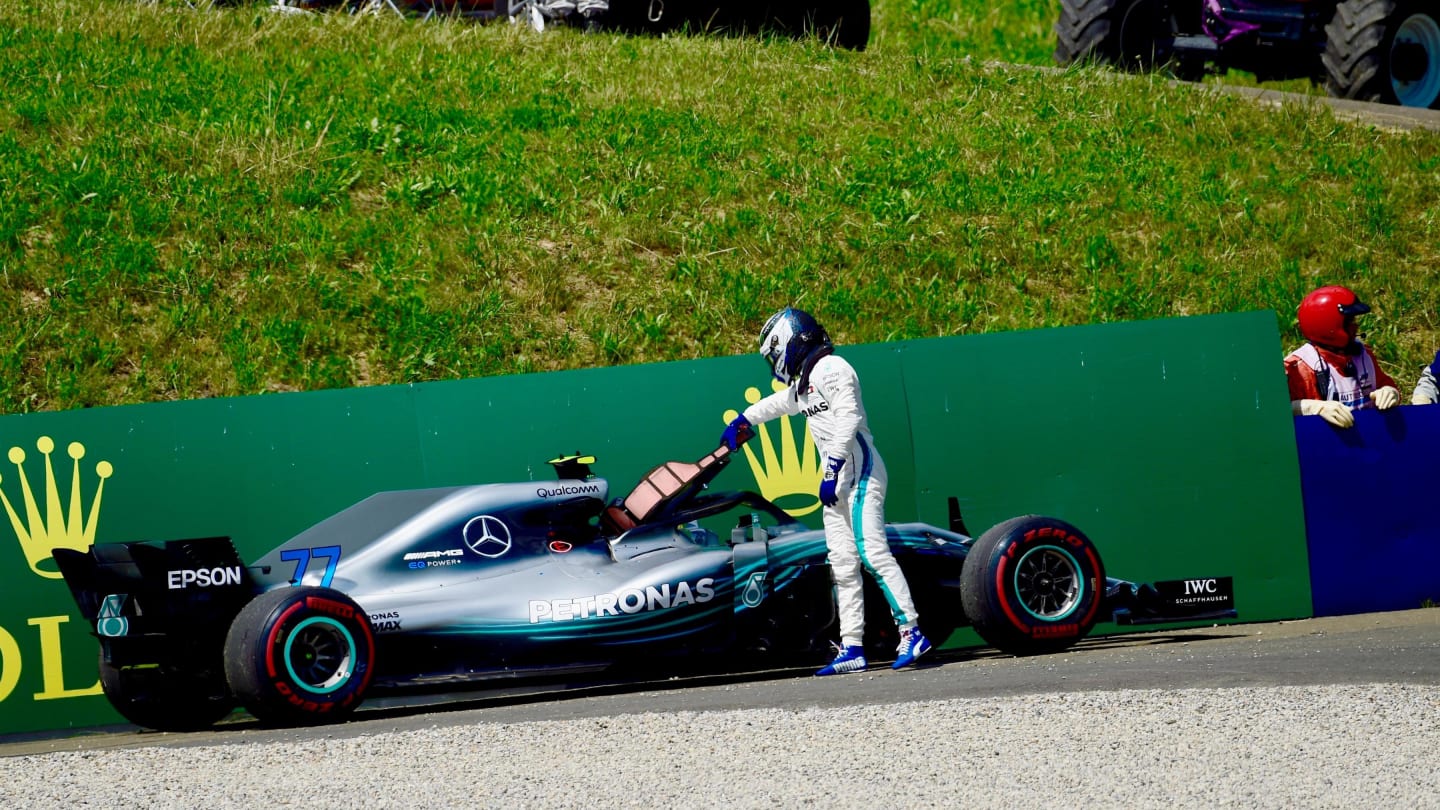 Valtteri Bottas (FIN) Mercedes-AMG F1 W09 EQ Power+ retires from the race at Formula One World Championship, Rd9, Austrian Grand Prix, Race, Spielberg, Austria, Sunday 1 July 2018. © Jerry Andre/Sutton Images