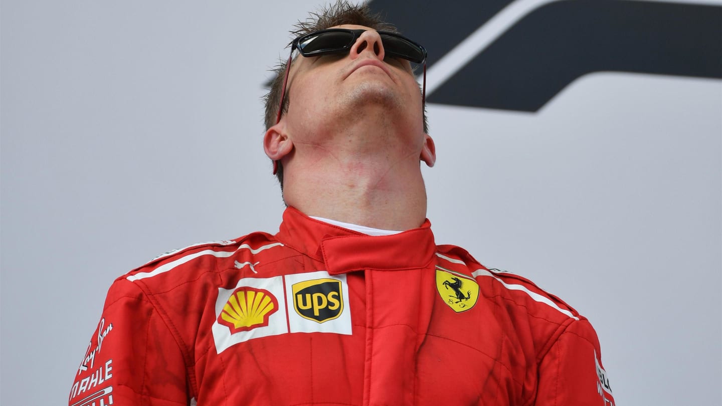 Kimi Raikkonen (FIN) Ferrari on the podium at Formula One World Championship, Rd9, Austrian Grand