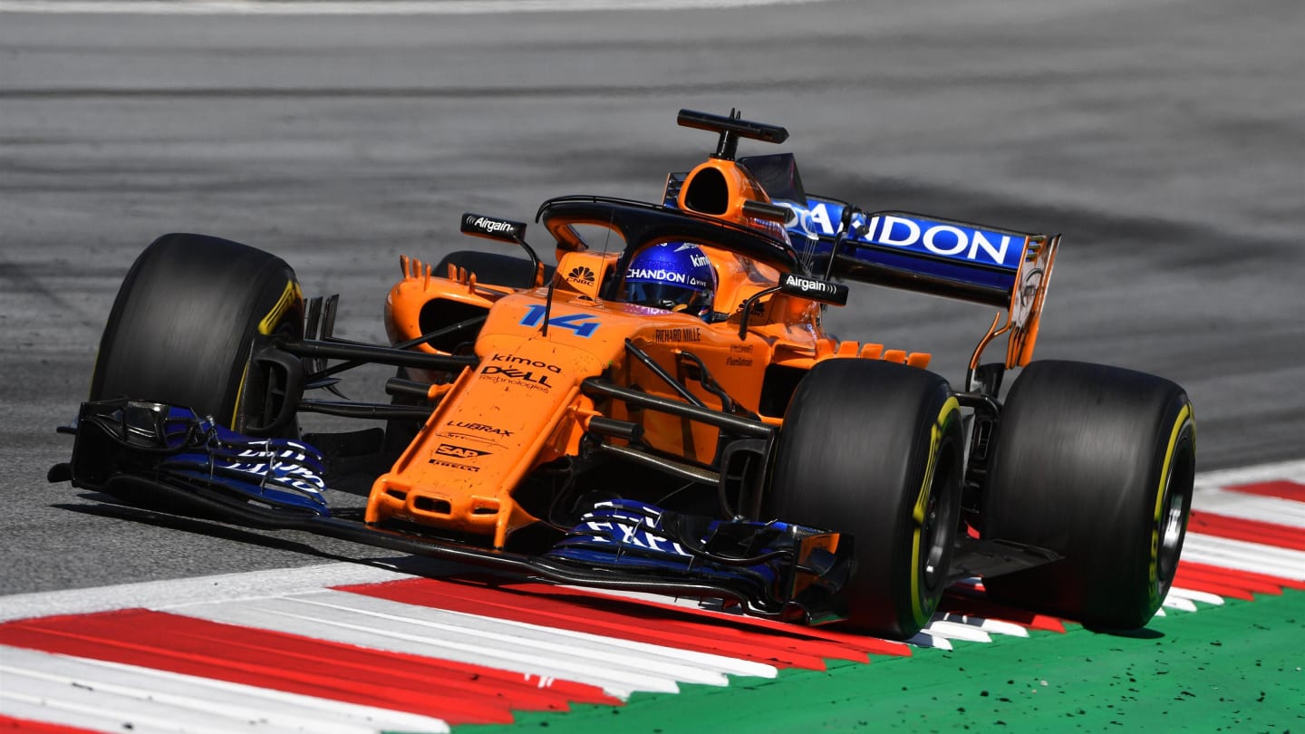 Fernando Alonso (ESP) McLaren MCL33 at Formula One World Championship, Rd9, Austrian Grand Prix, Race, Spielberg, Austria, Sunday 1 July 2018. © Mark Sutton/Sutton Images