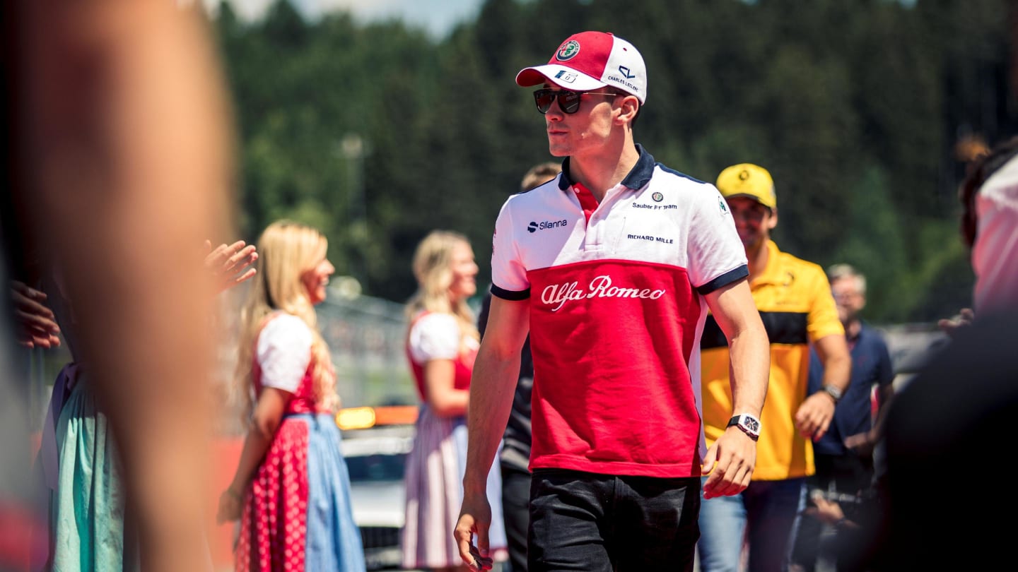 Charles Leclerc (MON) Alfa Romeo Sauber F1 Team on the drivers parade at Formula One World