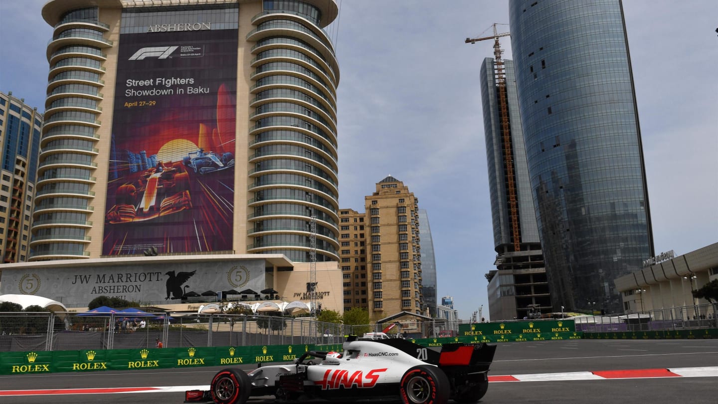 Romain Grosjean (FRA) Haas VF-18 at Formula One World Championship, Rd4, Azerbaijan Grand Prix, Practice, Baku City Circuit, Baku, Azerbaijan, Friday 27 April 2018. © Mark Sutton/Sutton Images