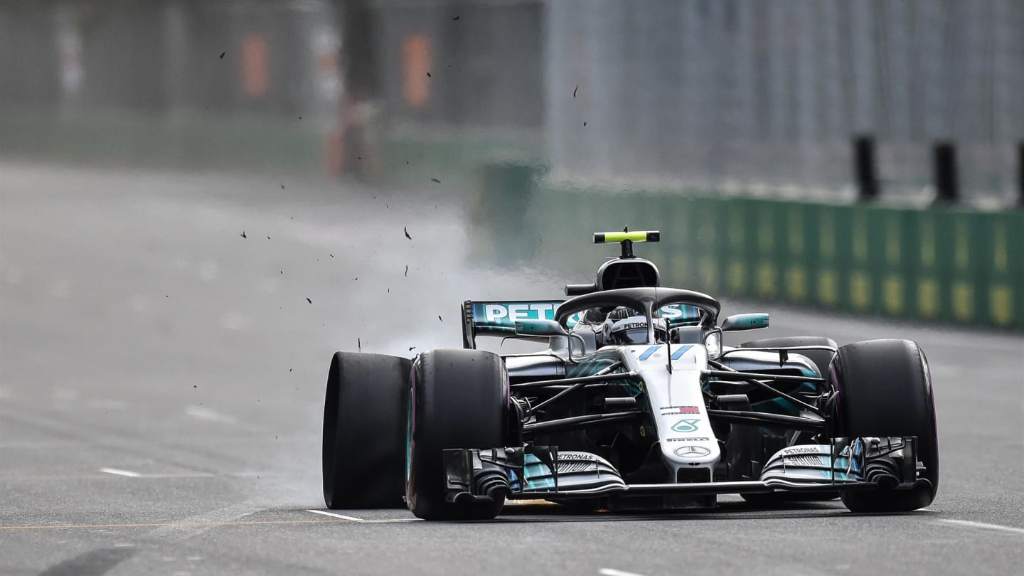 Valtteri Bottas (FIN) Mercedes-AMG F1 W09 EQ Power+ blow out at Formula One World Championship,
