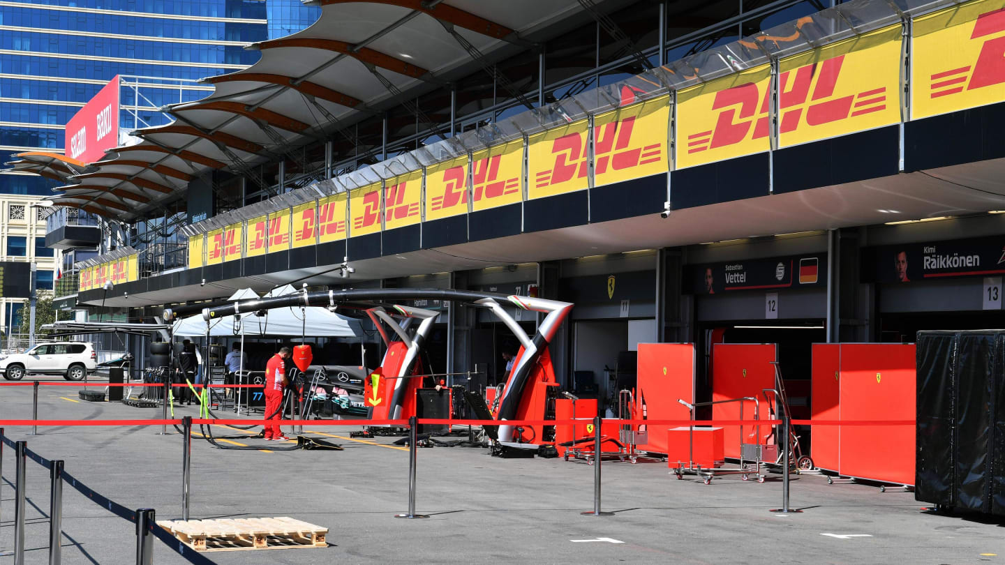 Ferrari garage at Formula One World Championship, Rd4, Azerbaijan Grand Prix, Preparations, Baku City Circuit, Baku, Azerbaijan, Thursday 26 April 2018. © Mark Sutton/Sutton Images