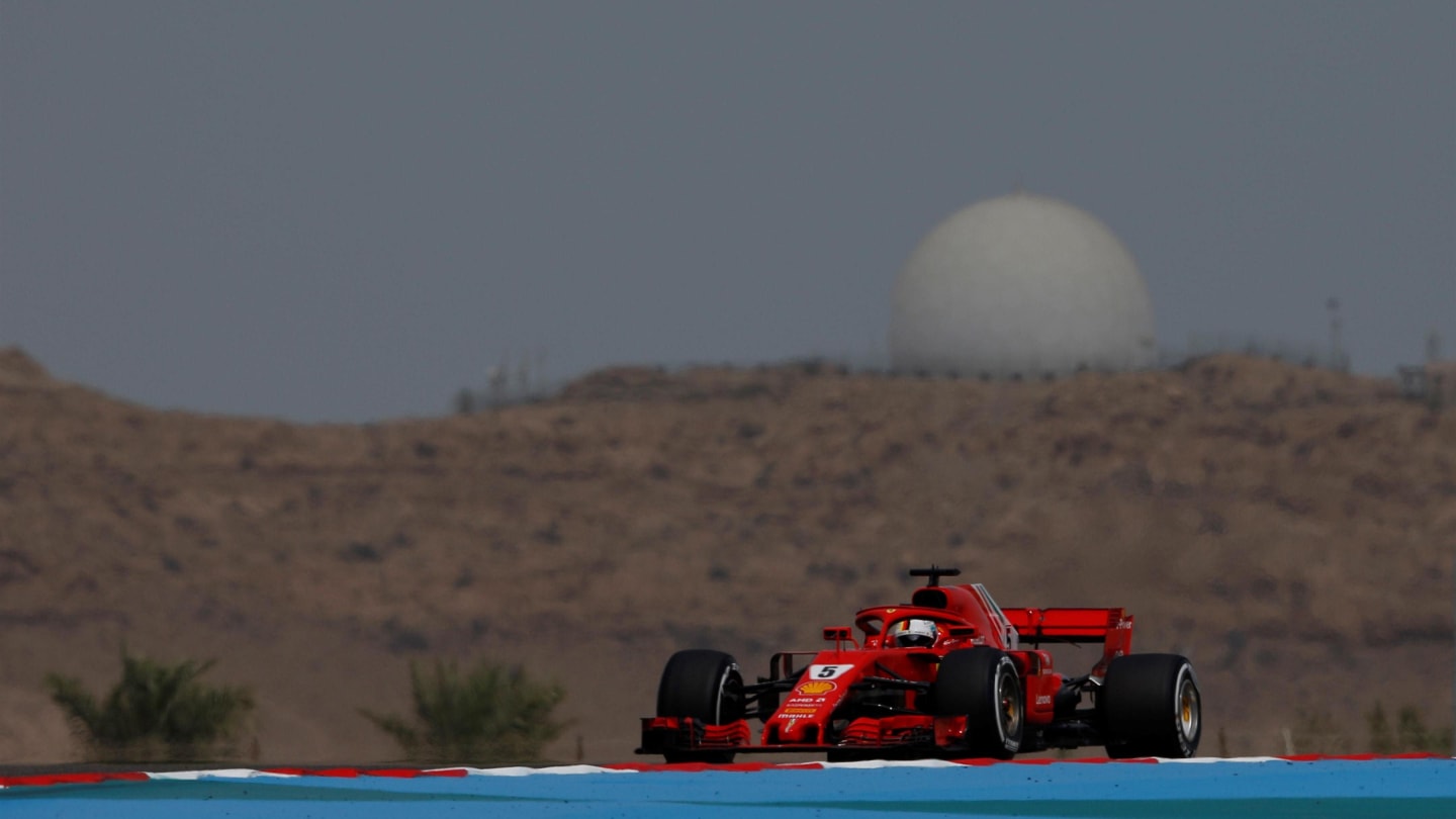 Sebastian Vettel (GER) Ferrari SF-71H at Formula One World Championship, Rd2, Bahrain Grand Prix, Practice, Bahrain International Circuit, Sakhir, Bahrain, Friday 6 April 2018. © Manuel Goria/Sutton Images