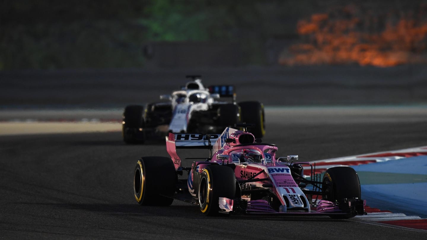 Sergio Perez (MEX) Force India VJM11 at Formula One World Championship, Rd2, Bahrain Grand Prix, Practice, Bahrain International Circuit, Sakhir, Bahrain, Friday 6 April 2018. © Mark Sutton/Sutton Images