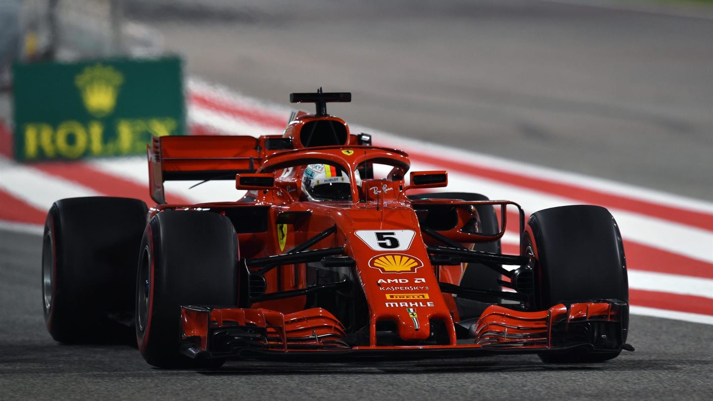 Sebastian Vettel (GER) Ferrari SF-71H at Formula One World Championship, Rd2, Bahrain Grand Prix, Practice, Bahrain International Circuit, Sakhir, Bahrain, Friday 6 April 2018. © Jerry Andre/Sutton Images