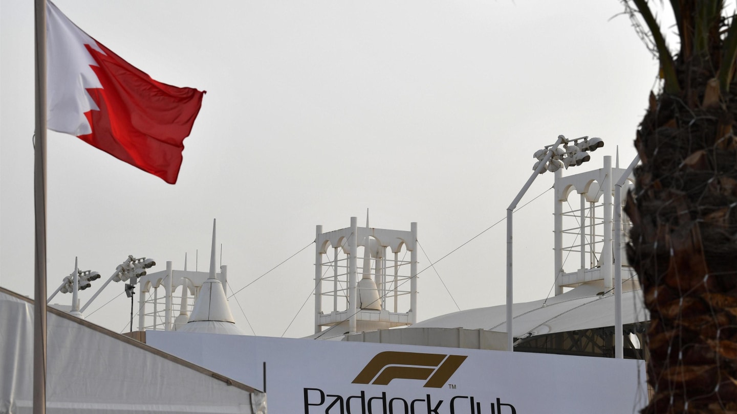 Paddock Club and Bahrain flag at Formula One World Championship, Rd2, Bahrain Grand Prix,