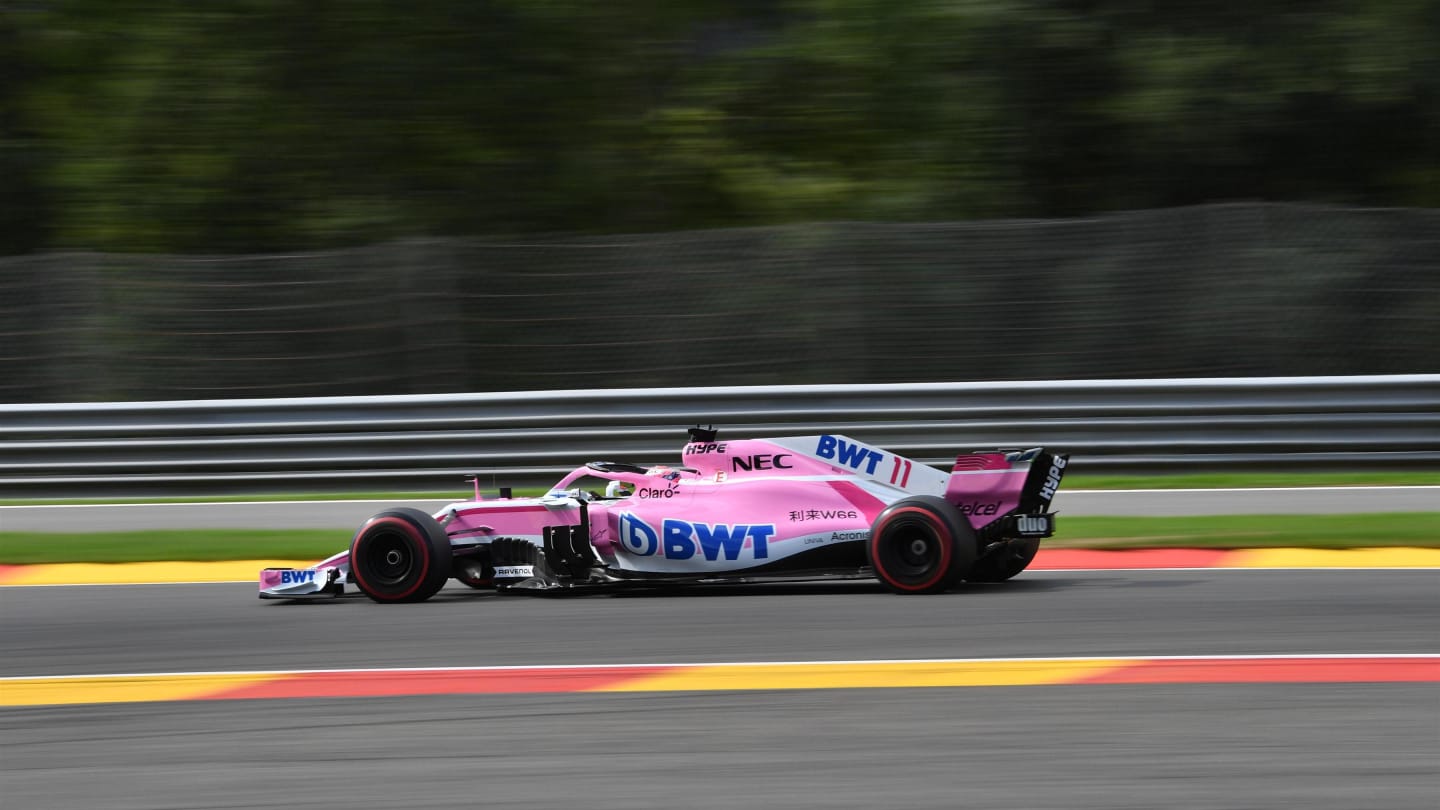 Sergio Perez, Racing Point Force India VJM11 at Formula One World Championship, Rd13, Belgian Grand Prix, Practice, Spa Francorchamps, Belgium, Friday 24 August 2018. © Jerry Andre/Sutton Images
