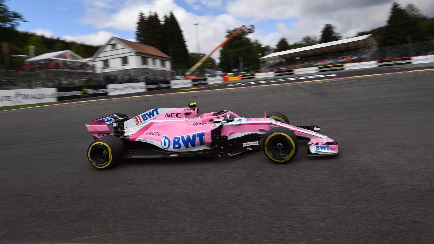 Esteban Ocon, Racing Point Force India VJM11 at Formula One World Championship, Rd13, Belgian Grand Prix, Qualifying, Spa Francorchamps, Belgium, Saturday 25 August 2018. © Jerry Andre/Sutton Images