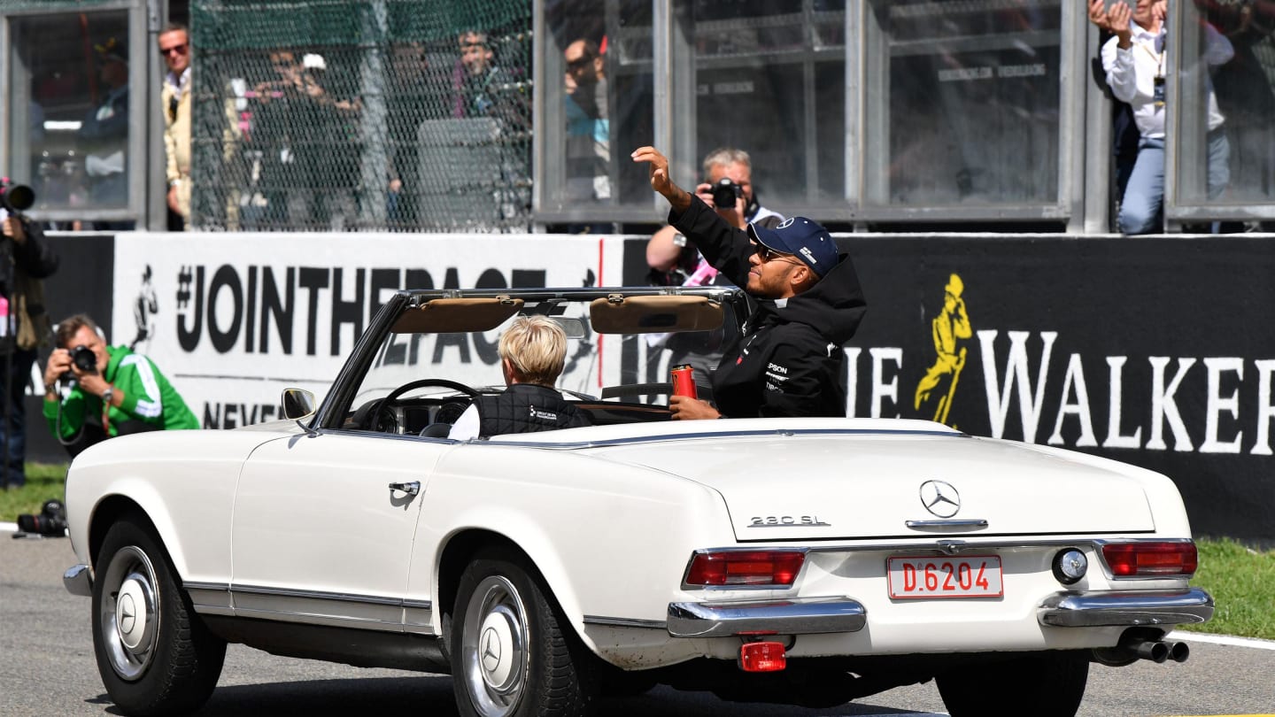 Lewis Hamilton, Mercedes AMG F1 on the drivers parade at Formula One World Championship, Rd13, Belgian Grand Prix, Race, Spa Francorchamps, Belgium, Sunday 26 August 2018. © Mark Sutton/Sutton Images