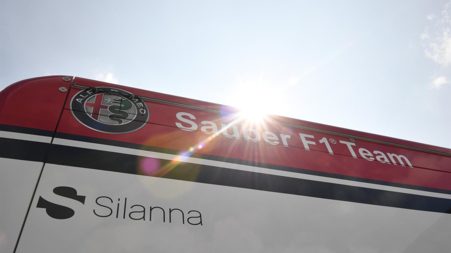 Alfa Romeo Sauber F1 Team truck logo at Formula One World Championship, Rd13, Belgian Grand Prix,
