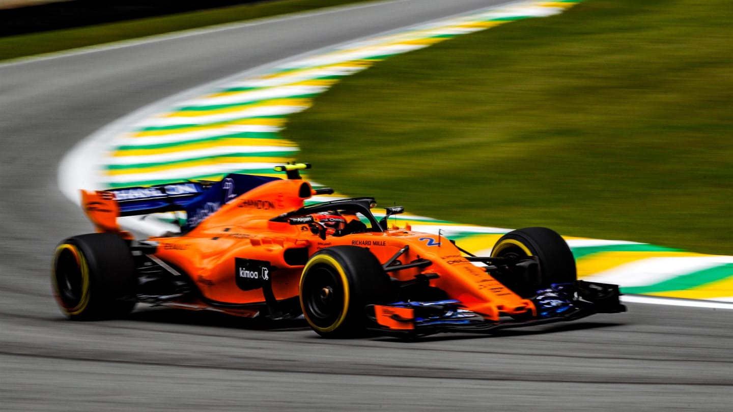 Stoffel Vandoorne, McLaren MCL33 at Formula One World Championship, Rd20, Brazilian Grand Prix, Practice, Interlagos, Sao Paulo, Brazil, Friday 9 November 2018.