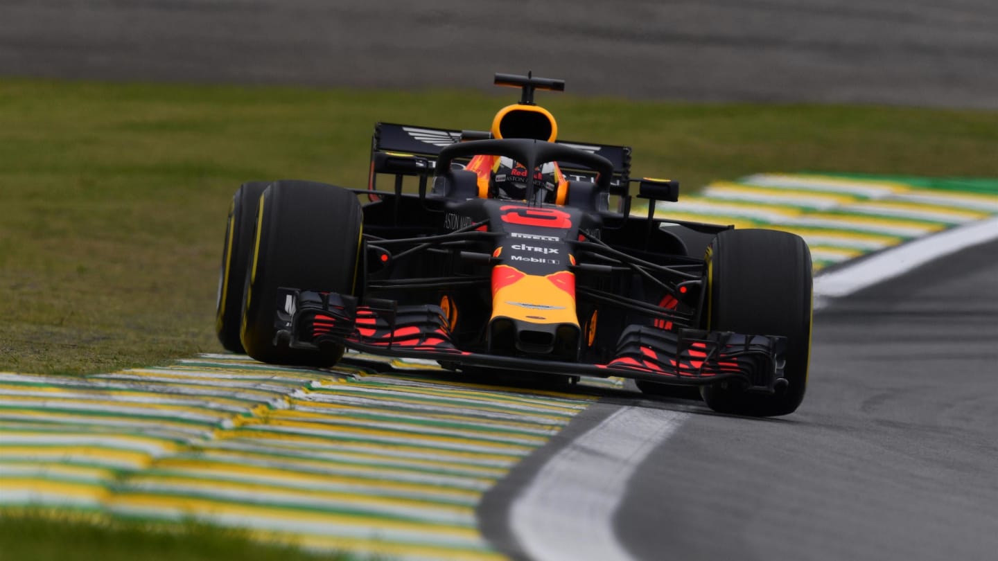Daniel Ricciardo, Red Bull Racing RB14 at Formula One World Championship, Rd20, Brazilian Grand Prix, Practice, Interlagos, Sao Paulo, Brazil, Friday 9 November 2018.
