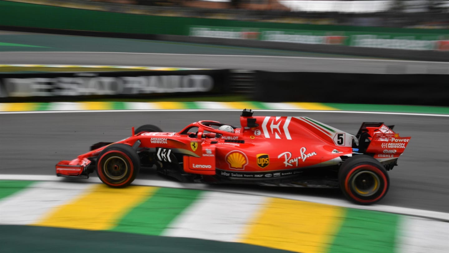 Sebastian Vettel, Ferrari SF71H at Formula One World Championship, Rd20, Brazilian Grand Prix, Practice, Interlagos, Sao Paulo, Brazil, Friday 9 November 2018.