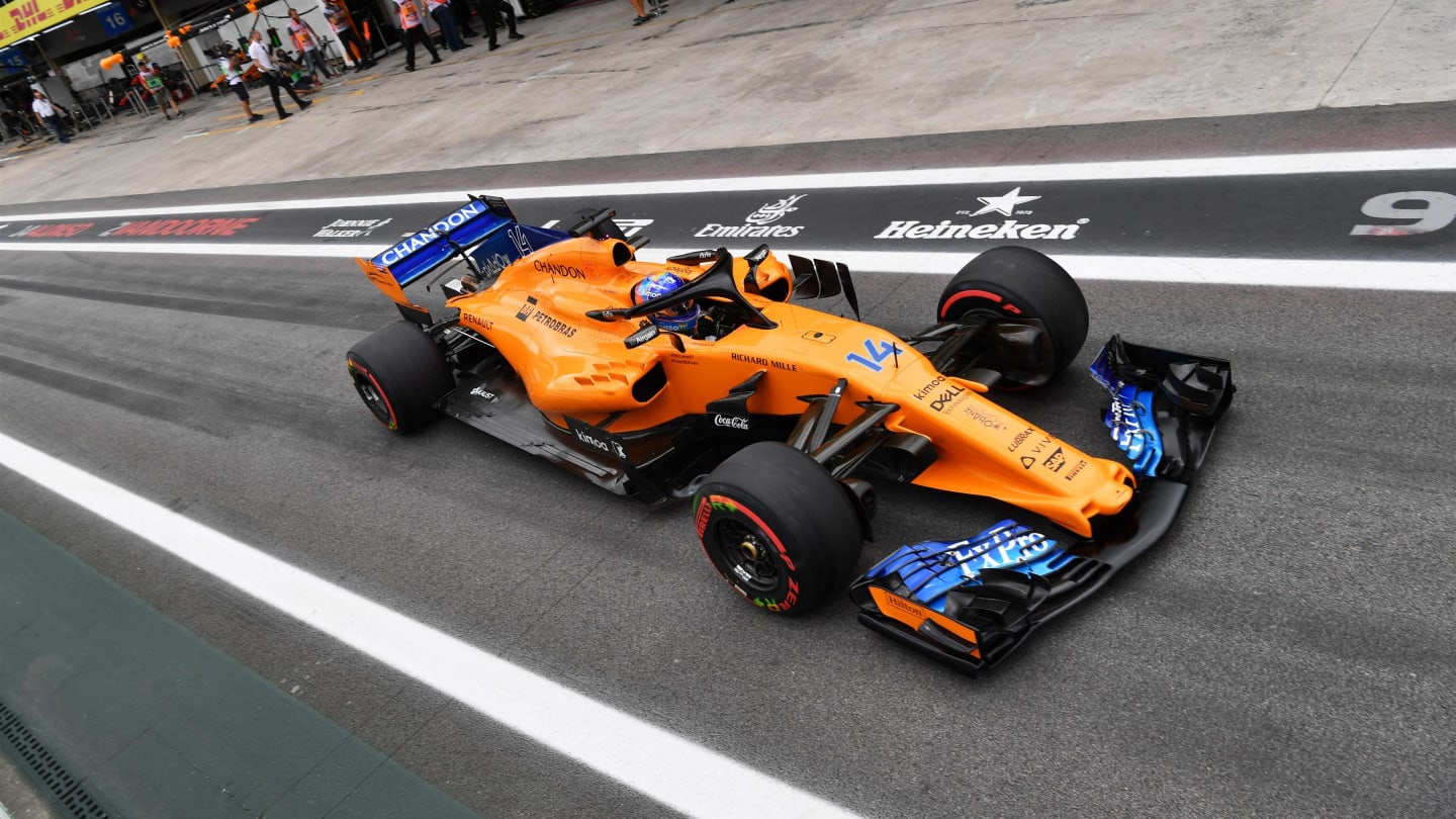 Fernando Alonso, McLaren MCL33 at Formula One World Championship, Rd20, Brazilian Grand Prix, Qualifying, Interlagos, Sao Paulo, Brazil, Saturday 10 November 2018.