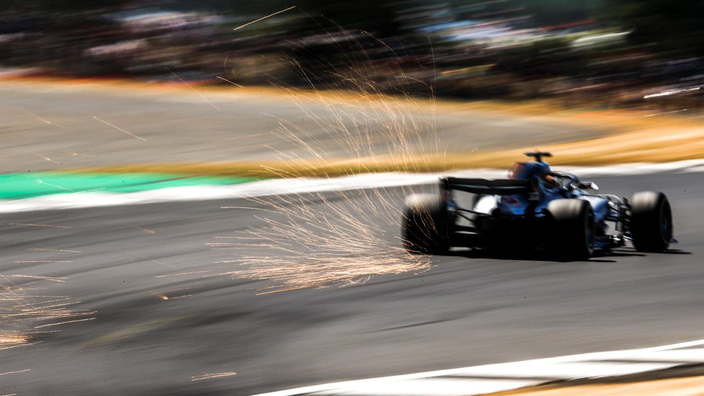 Lewis Hamilton (GBR) Mercedes-AMG F1 W09 EQ Power+ sparks at Formula One World Championship, Rd10,