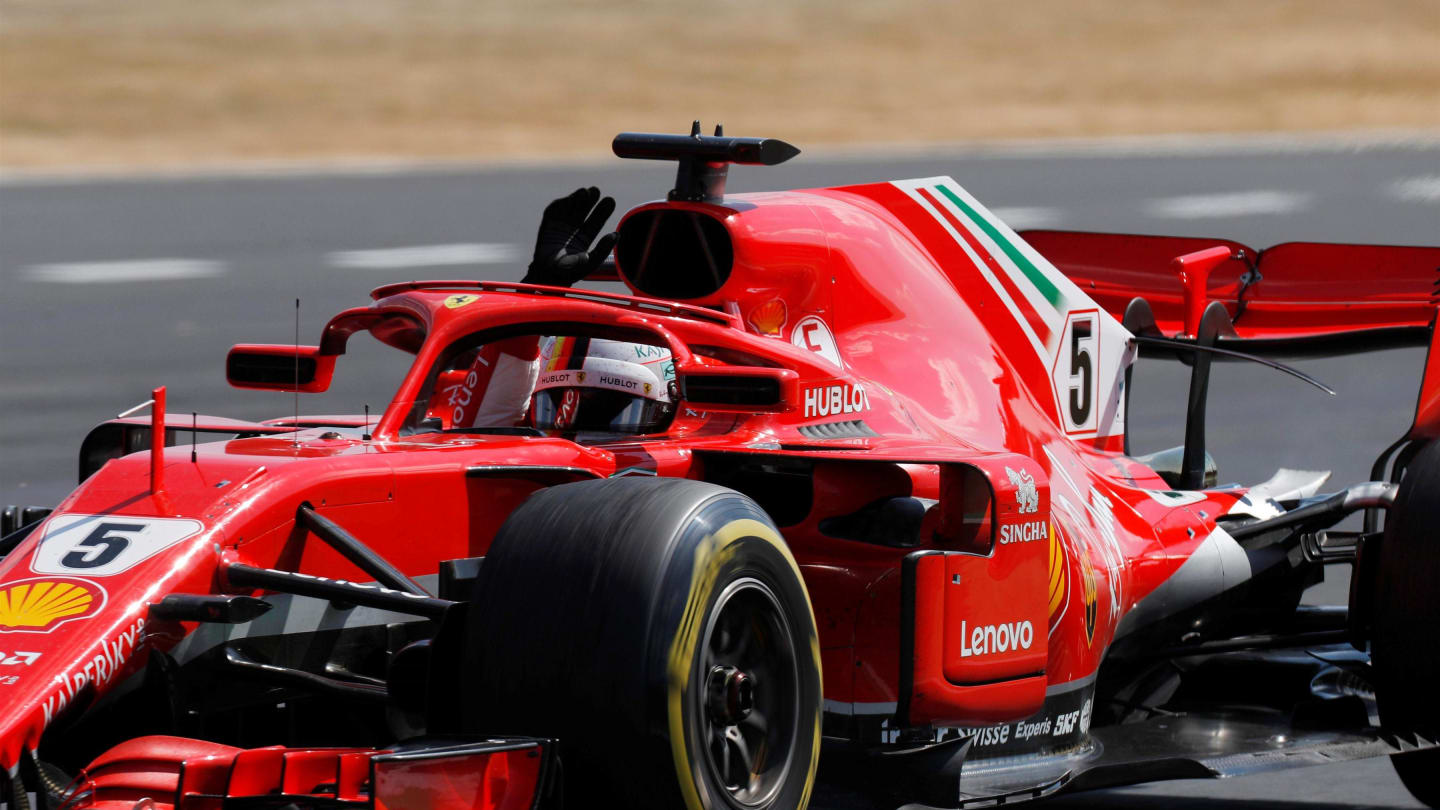 Race winner Sebastian Vettel (GER) Ferrari SF-71H celebrates at Formula One World Championship,