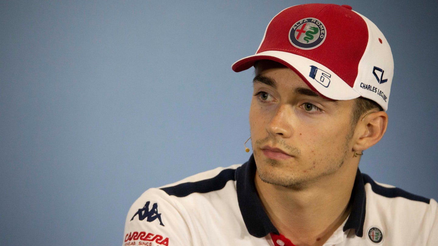 Charles Leclerc (MON) Alfa Romeo Sauber F1 Team in the Press Conference at Formula One World