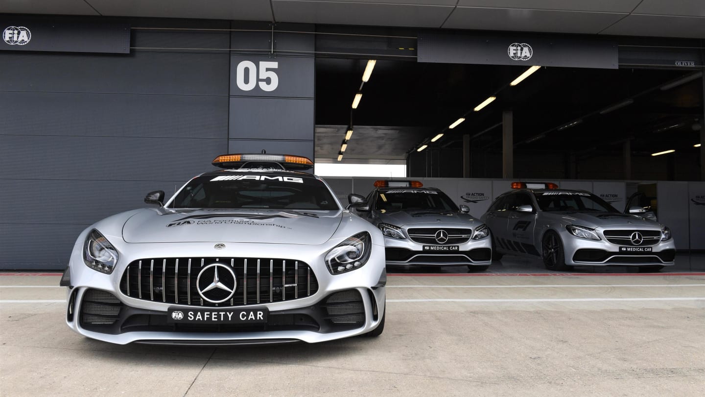 Safety car and Medical car at Formula One World Championship, Rd10, British Grand Prix, Preparations, Silverstone, England, Wednesday 4 July 2018. © Mark Sutton/Sutton Images