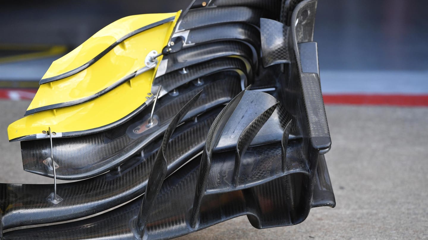 Renault Sport F1 Team RS18 front wing detail at Formula One World Championship, Rd7, Canadian Grand Prix, Qualifying, Montreal, Canada, Saturday 9 June 2018. © Mark Sutton/Sutton Images