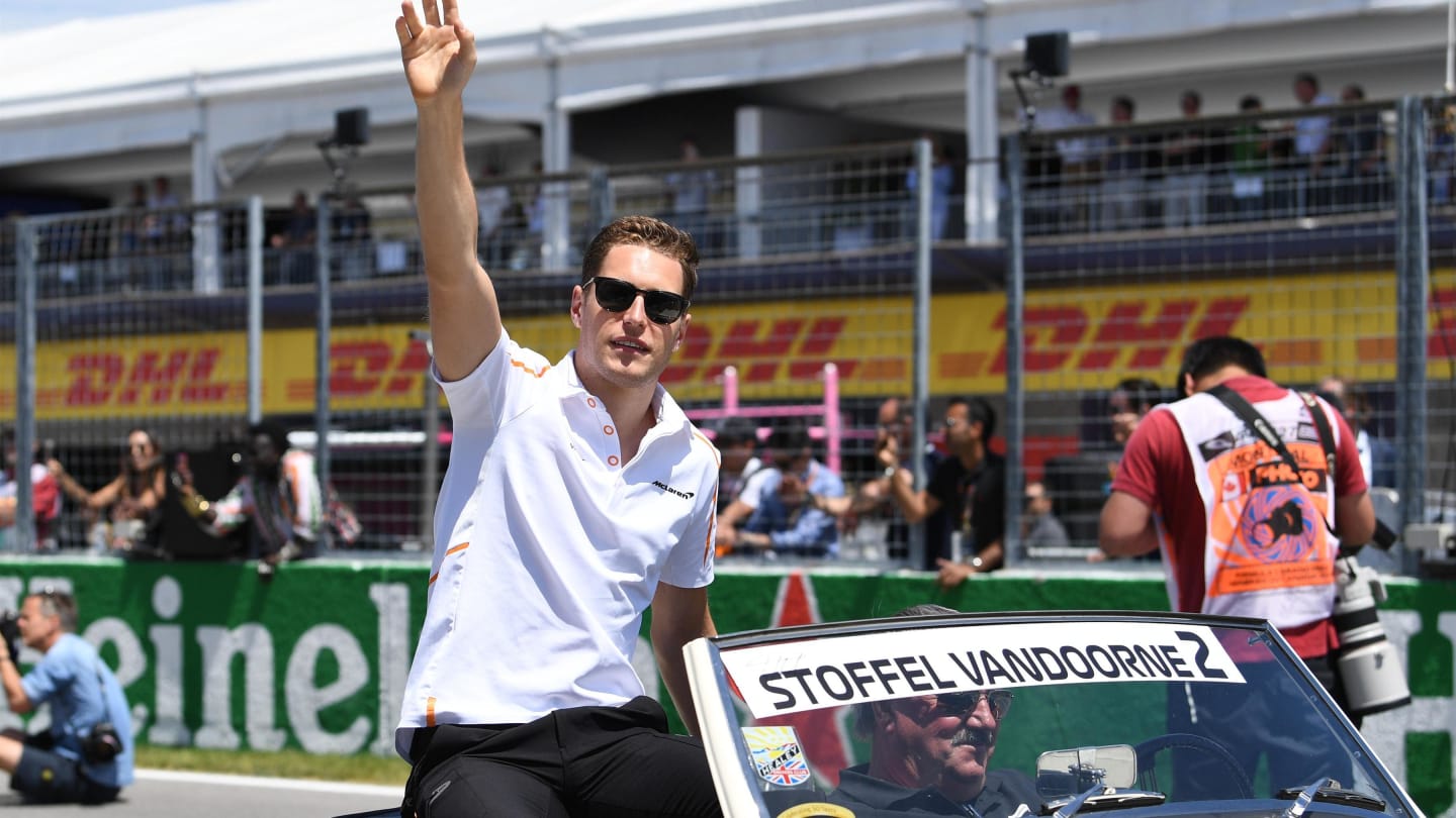 Stoffel Vandoorne (BEL) McLaren on the drivers parade at Formula One World Championship, Rd7, Canadian Grand Prix, Race, Montreal, Canada, Sunday10 June 2018. © Simon Galloway/Sutton Images