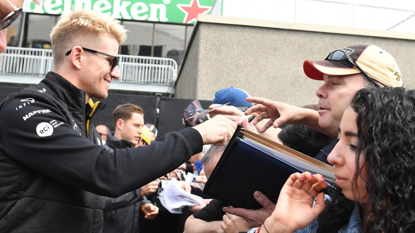 Nico Hulkenberg (GER) Renault Sport F1 Team signs autographs for the fans at Formula One World Championship, Rd7, Canadian Grand Prix, Preparations, Montreal, Canada, Thursday 7 June 2018. © Simon Galloway/Sutton Images