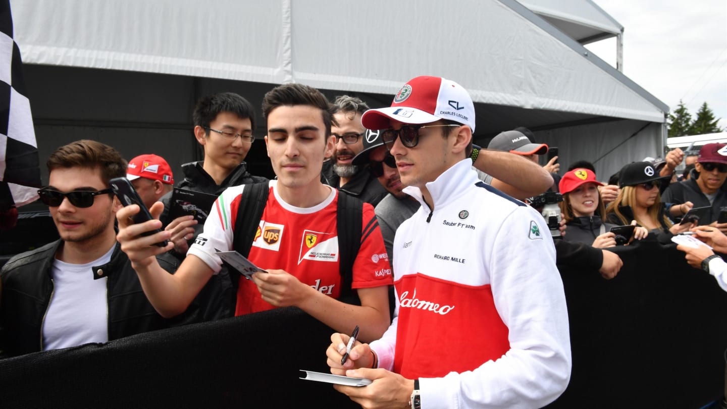 Charles Leclerc (MON) Alfa Romeo Sauber F1 Team signs autographs for the fans at Formula One World Championship, Rd7, Canadian Grand Prix, Preparations, Montreal, Canada, Thursday 7 June 2018. © Mark Sutton/Sutton Images