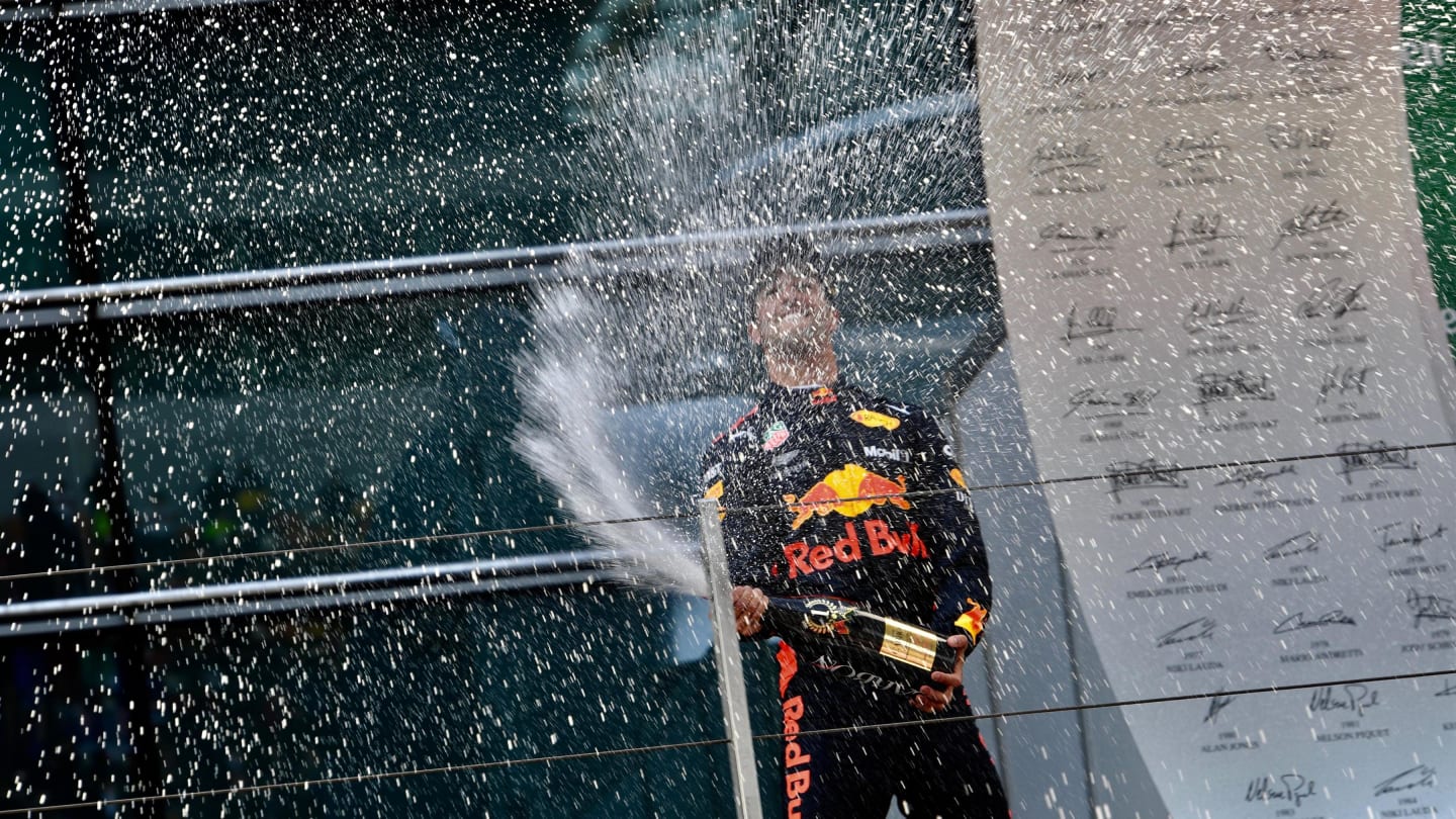 Race winner Daniel Ricciardo (AUS) Red Bull Racing celebrates on the podium with the champagne at Formula One World Championship, Rd3, Chinese Grand Prix, Race, Shanghai, China, Sunday 15 April 2018. © Jerry Andre/Sutton Images