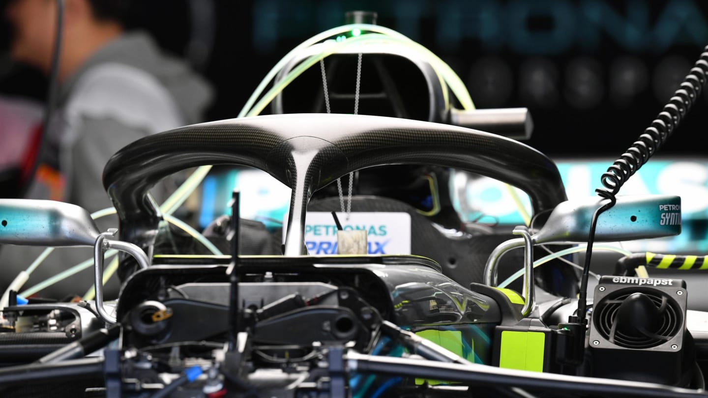 Mercedes-AMG F1 W09 EQ Power+ halo at Formula One World Championship, Rd3, Chinese Grand Prix, Preparations, Shanghai, China, Thursday 12 April 2018. © Mark Sutton/Sutton Images