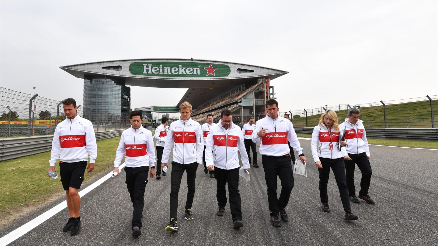 Marcus Ericsson (SWE) Alfa Romeo Sauber F1 Team walks the track at Formula One World Championship, Rd3, Chinese Grand Prix, Preparations, Shanghai, China, Thursday 12 April 2018. © Jerry Andre/Sutton Images