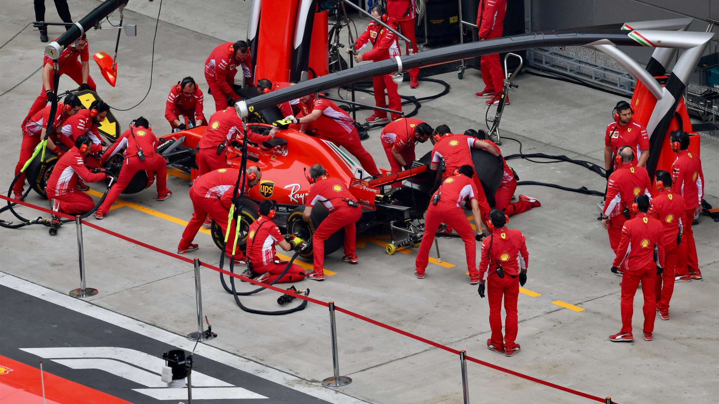 Ferrari practice pit stops at Formula One World Championship, Rd3, Chinese Grand Prix, Preparations, Shanghai, China, Thursday 12 April 2018. © Jerry Andre/Sutton Images