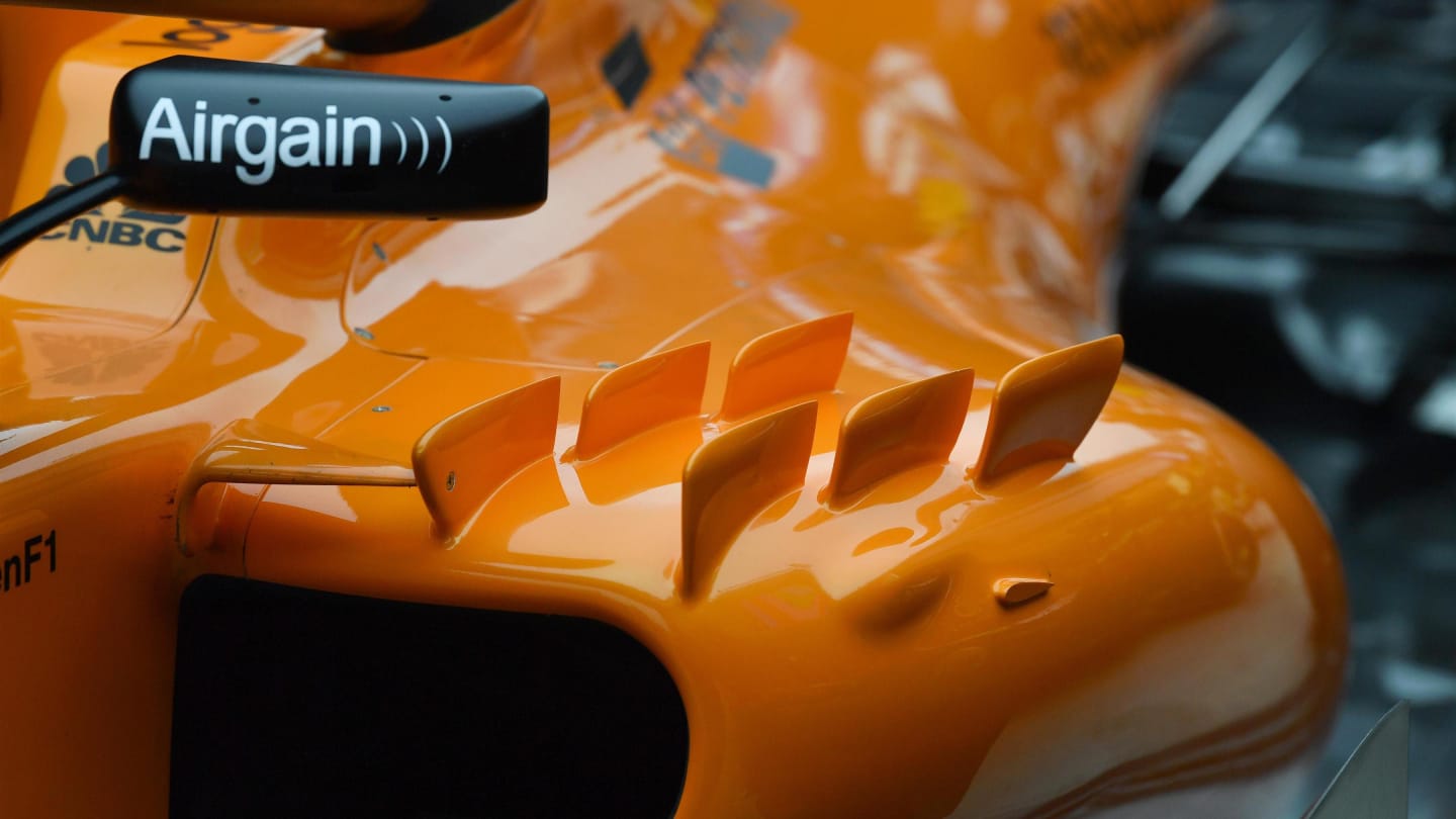 McLaren MCL33 sidepod detail at Formula One World Championship, Rd3, Chinese Grand Prix, Preparations, Shanghai, China, Thursday 12 April 2018. © Mark Sutton/Sutton Images
