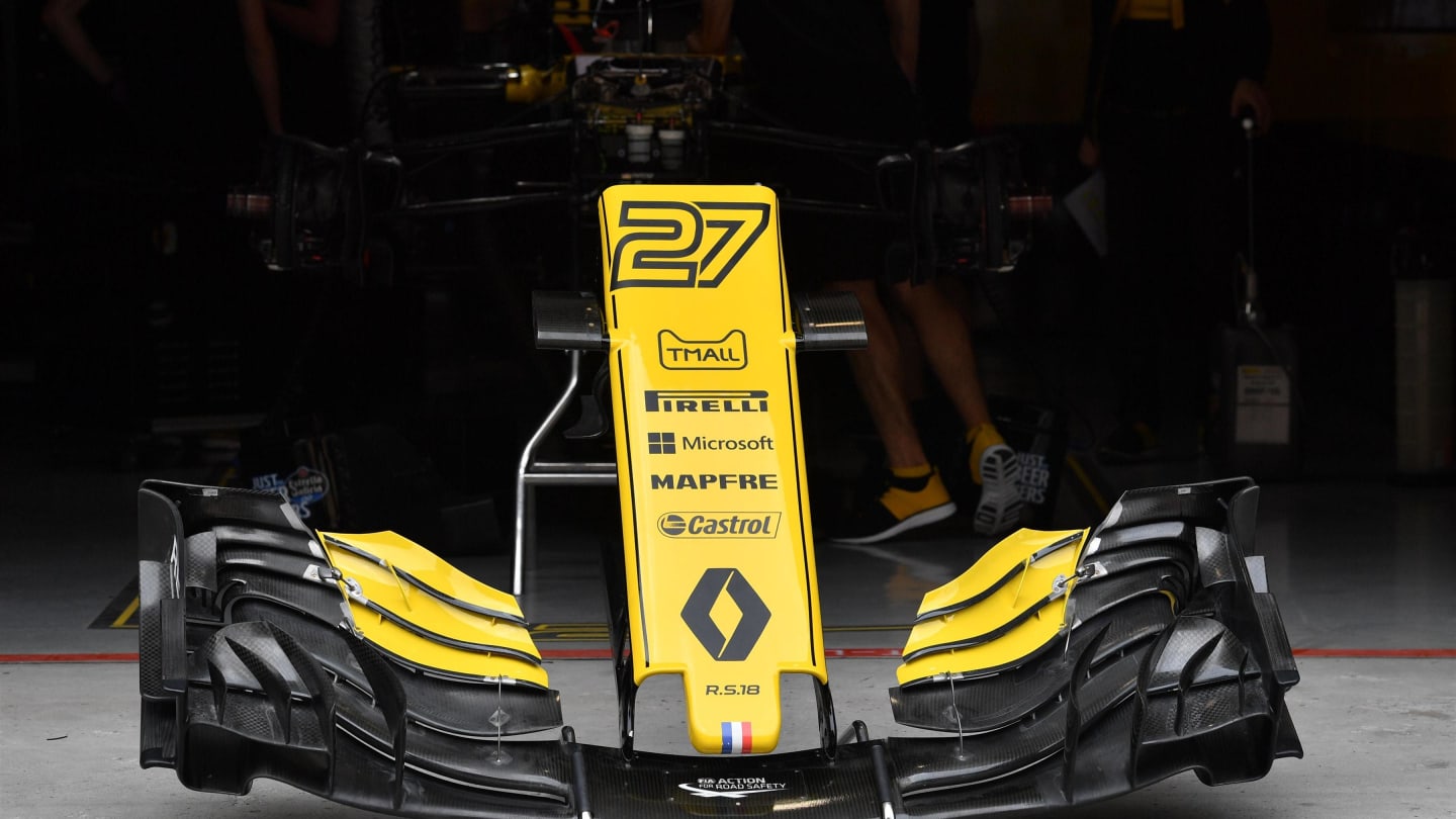 Renault Sport F1 Team RS18 nose and front wing at Formula One World Championship, Rd3, Chinese Grand Prix, Preparations, Shanghai, China, Thursday 12 April 2018. © Jerry Andre/Sutton Images